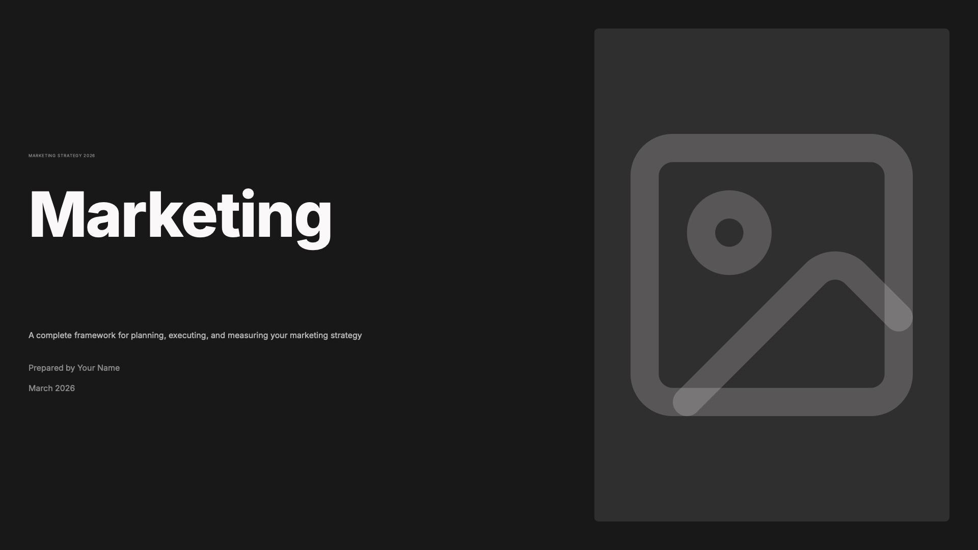 Marketing — A comprehensive marketing presentation template with market analysis, audience p