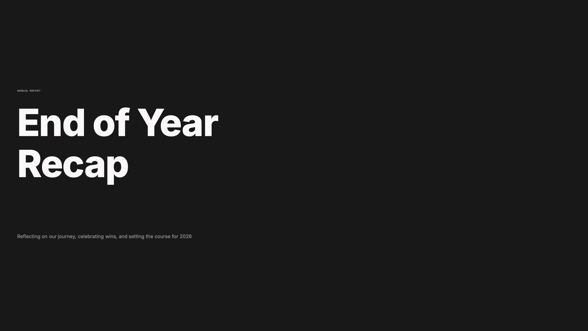End of Year Recap — A comprehensive end-of-year recap presentation template with financial charts, g