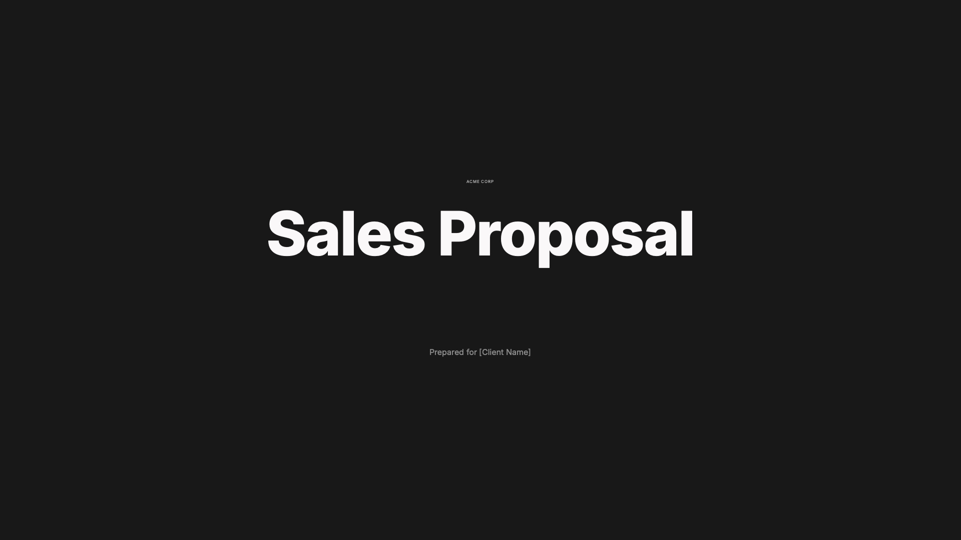 Sales Proposal — A 20-page sales proposal presentation with competitive analysis, pricing tables,