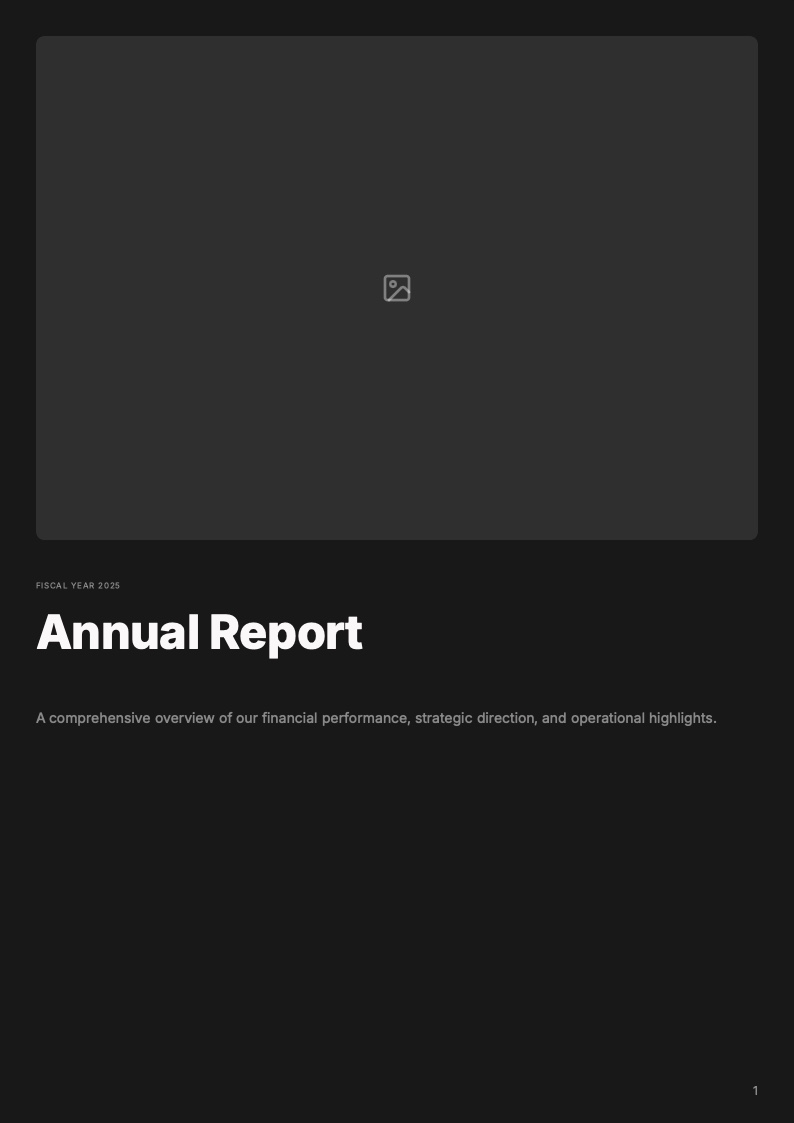 Financial Annual Report — A magazine-style annual report template with financial statements, key metrics, 