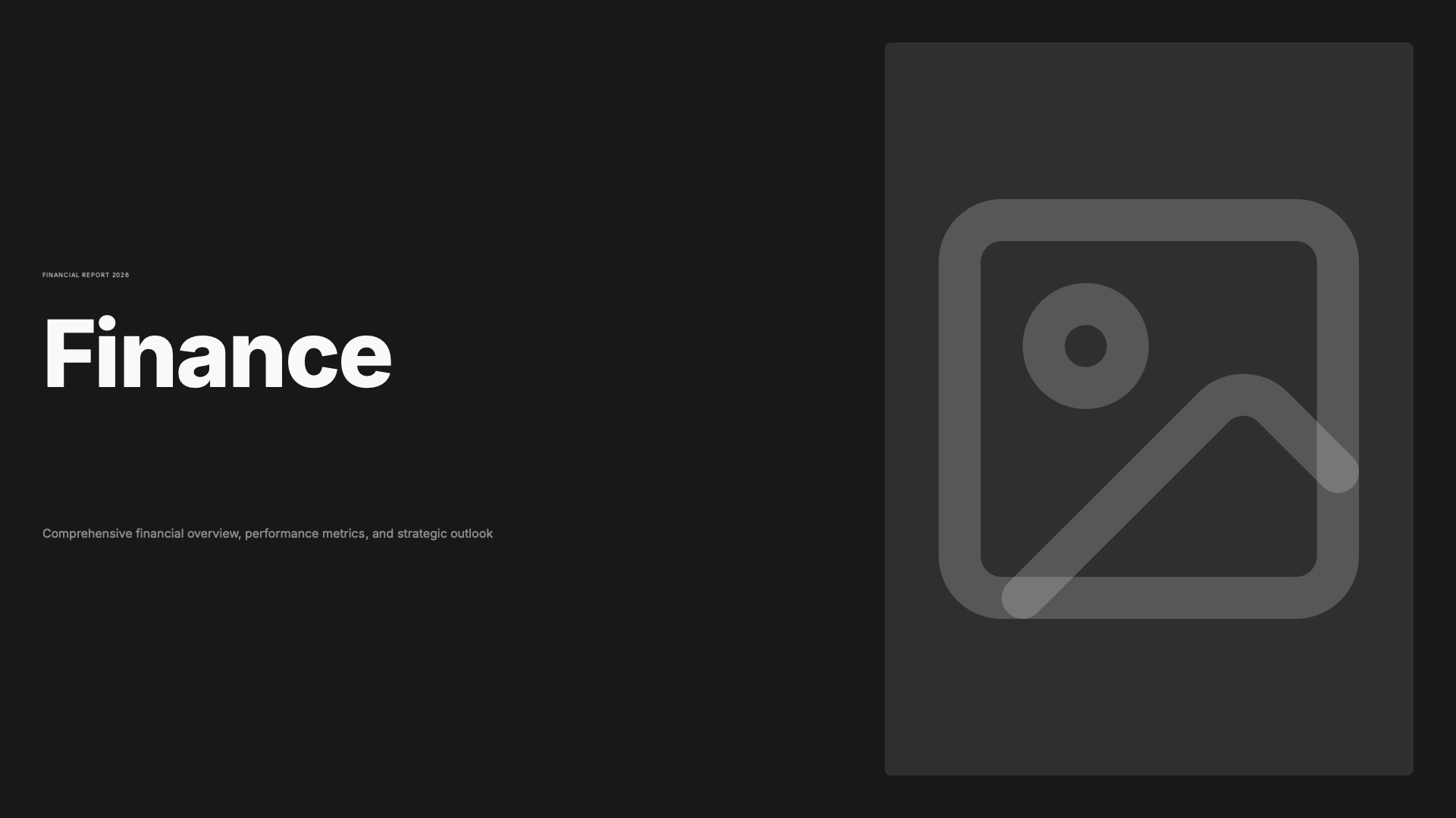 Finance — A comprehensive finance presentation template with charts, tables, and visual fr